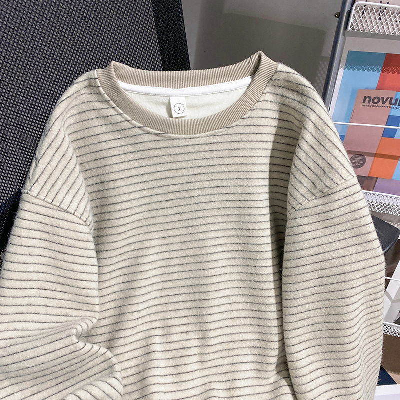 Loose stripe hoodie large yard tops for women