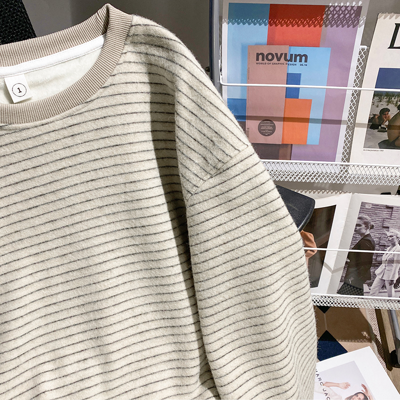 Loose stripe hoodie large yard tops for women