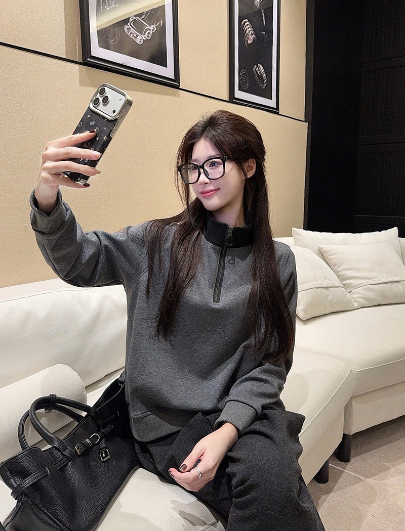 Mixed colors tops plus velvet hoodie for women