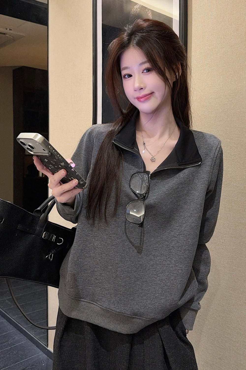 Mixed colors tops plus velvet hoodie for women