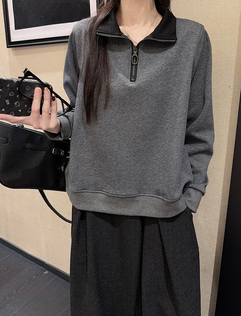 Mixed colors tops plus velvet hoodie for women