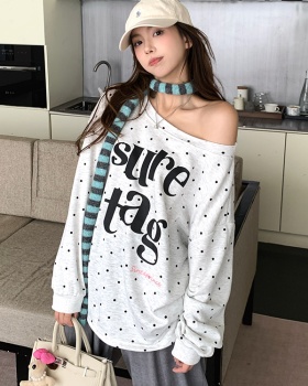 Spring and autumn tops polka dot hoodie for women