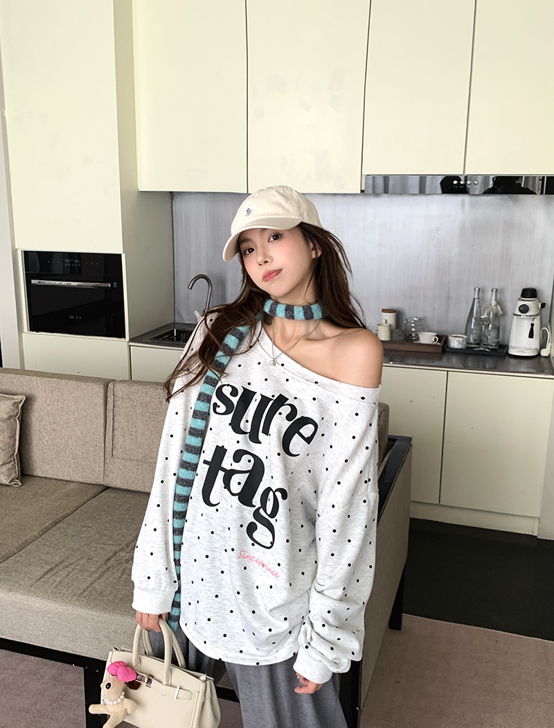 Spring and autumn tops polka dot hoodie for women