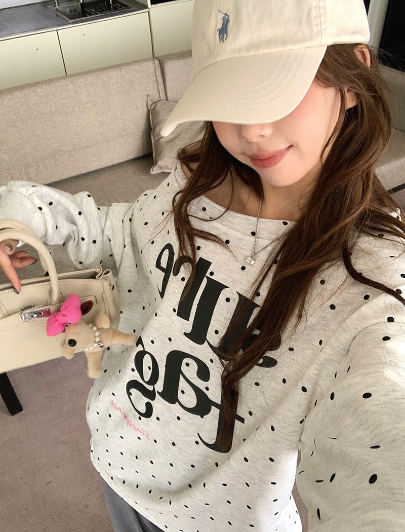 Spring and autumn tops polka dot hoodie for women