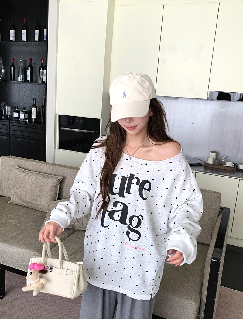 Spring and autumn tops polka dot hoodie for women