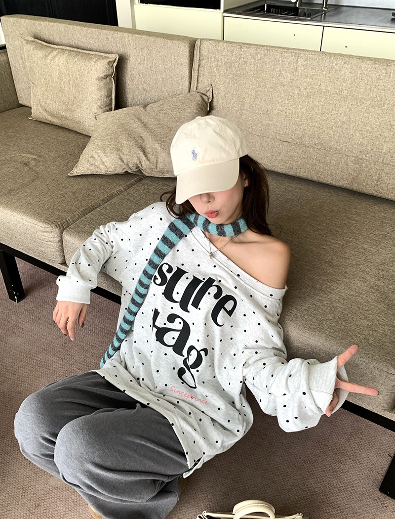 Spring and autumn tops polka dot hoodie for women