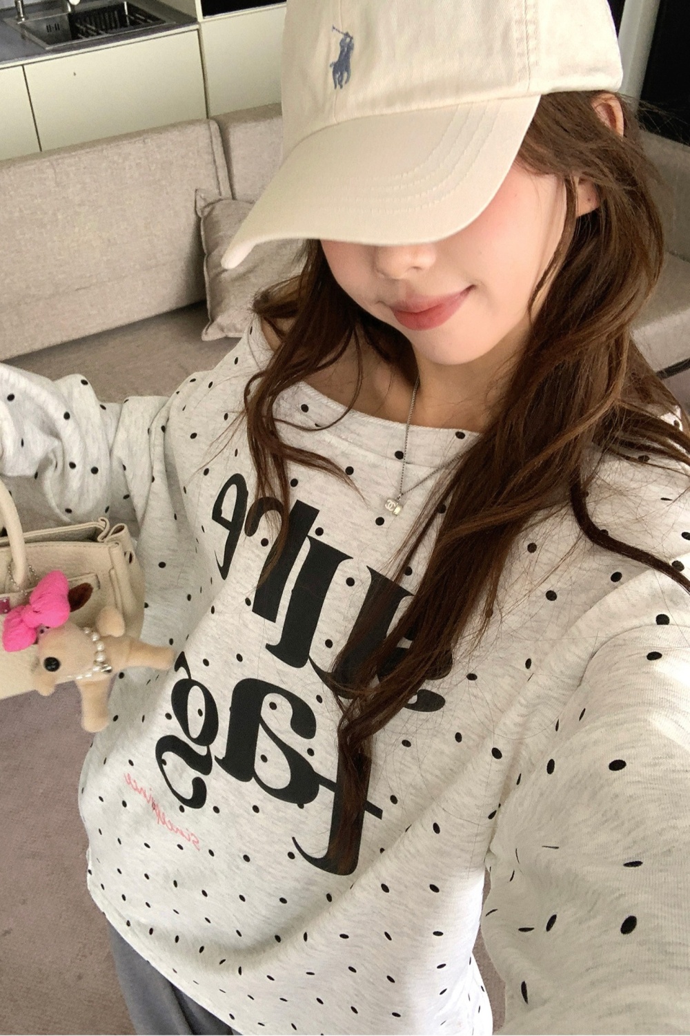 Spring and autumn tops polka dot hoodie for women