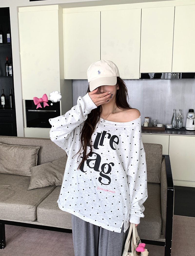 Spring and autumn tops polka dot hoodie for women