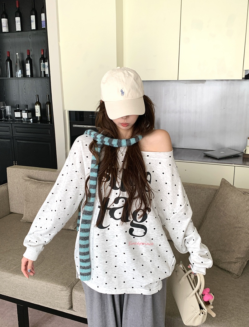 Spring and autumn tops polka dot hoodie for women