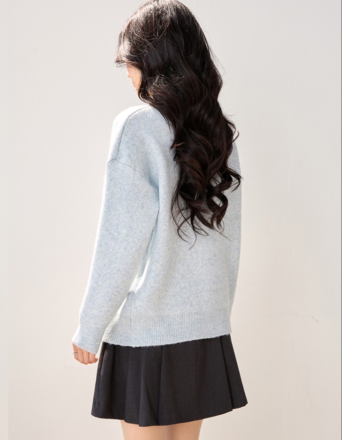 Autumn lace bow sweater tender France style loose tops