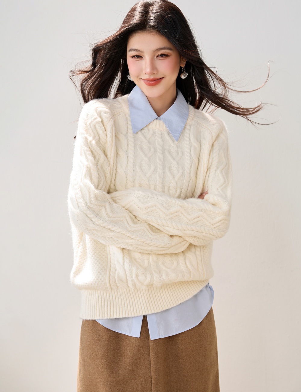 Knitted autumn and winter tops Korean style twist sweater for women