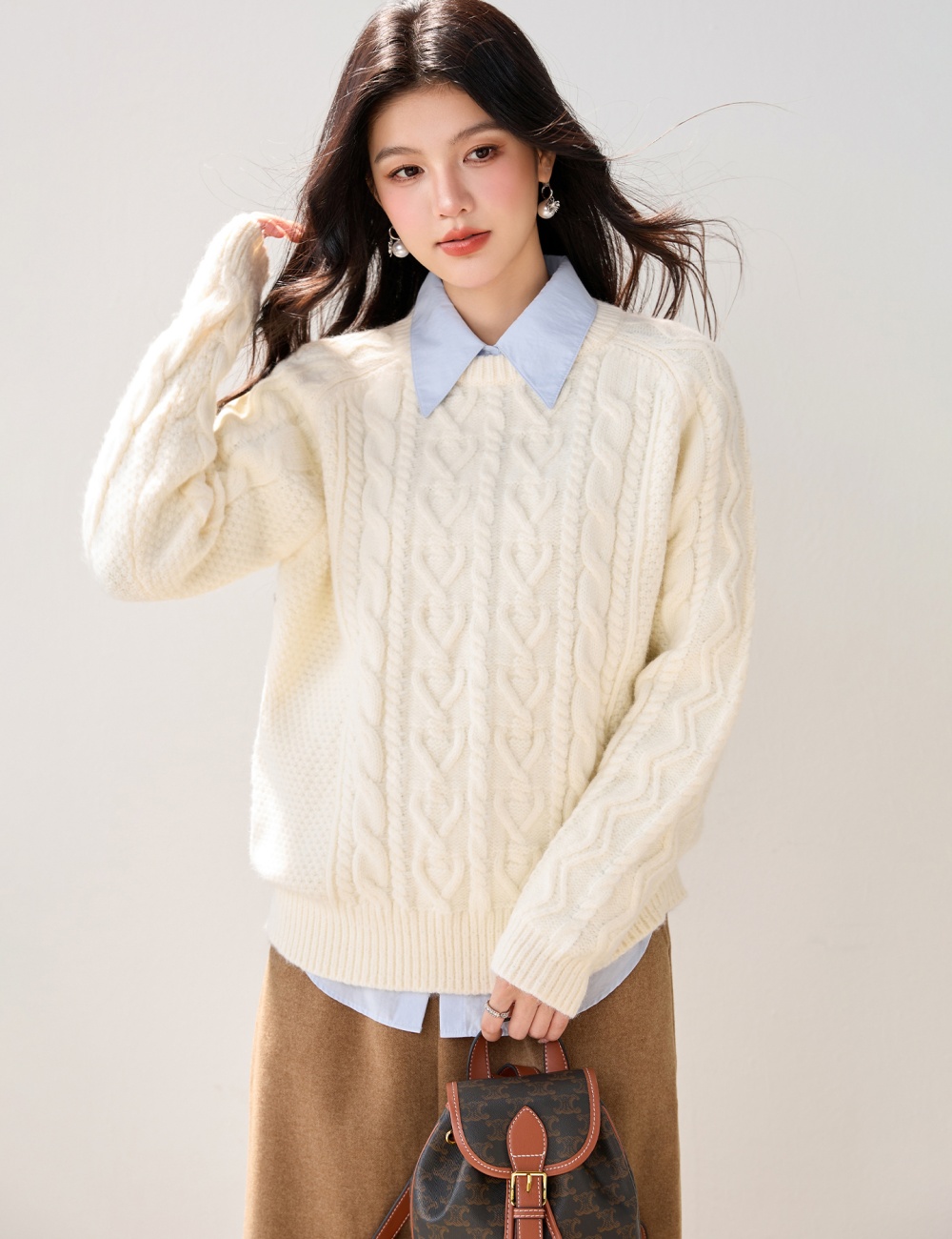 Knitted autumn and winter tops Korean style twist sweater for women
