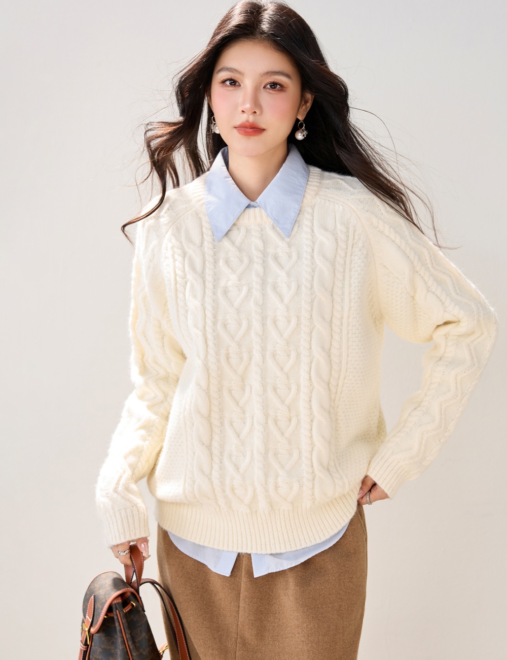 Knitted autumn and winter tops Korean style twist sweater for women