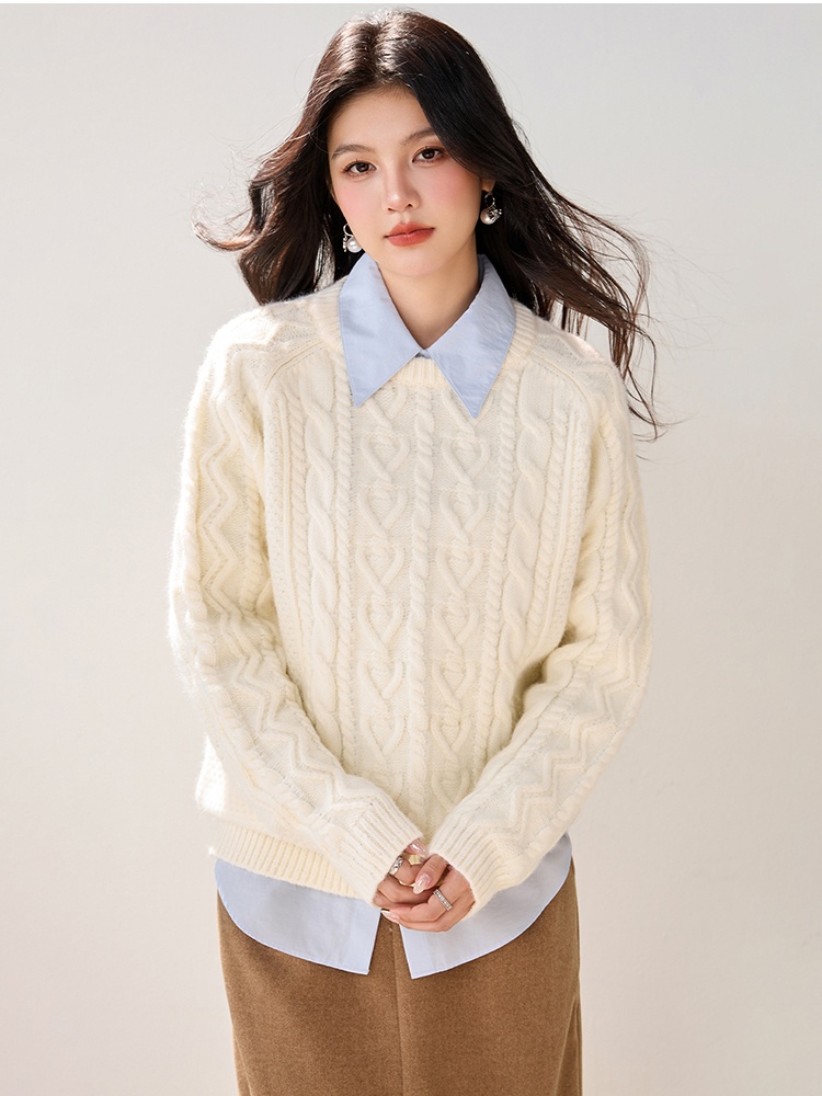Knitted autumn and winter tops Korean style twist sweater for women