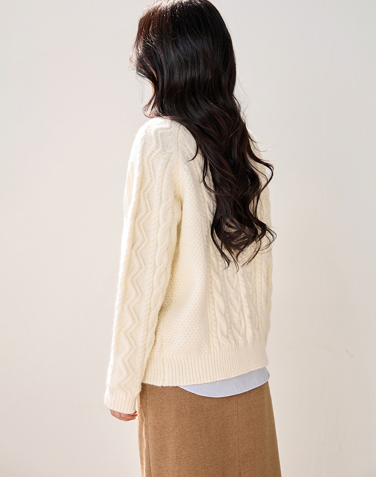 Knitted autumn and winter tops Korean style twist sweater for women