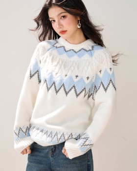 Pullover autumn and winter sweater retro thick tops for women