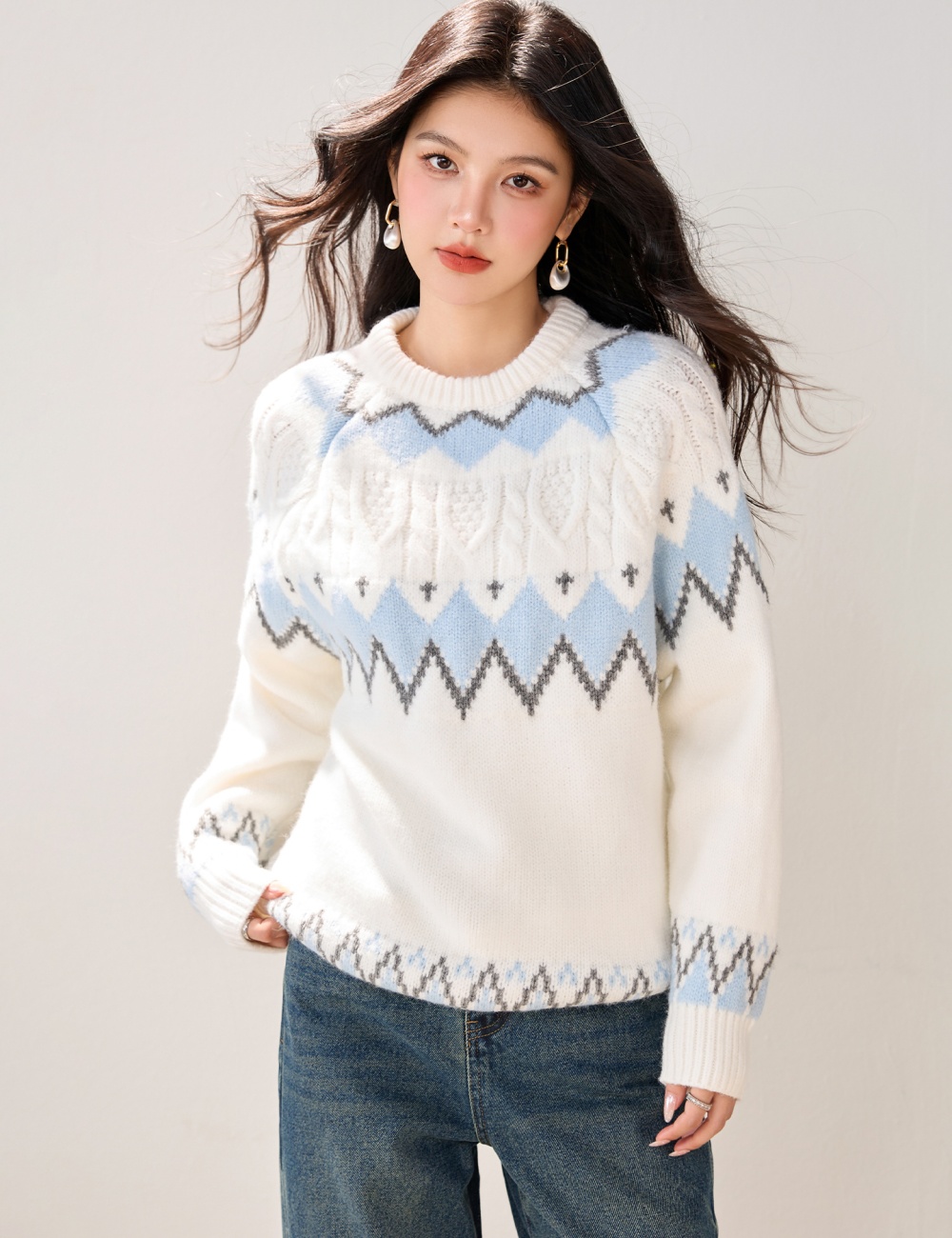 Pullover autumn and winter sweater retro thick tops for women