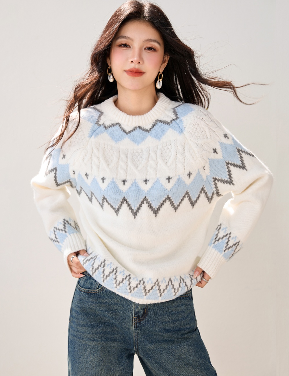 Pullover autumn and winter sweater retro thick tops for women