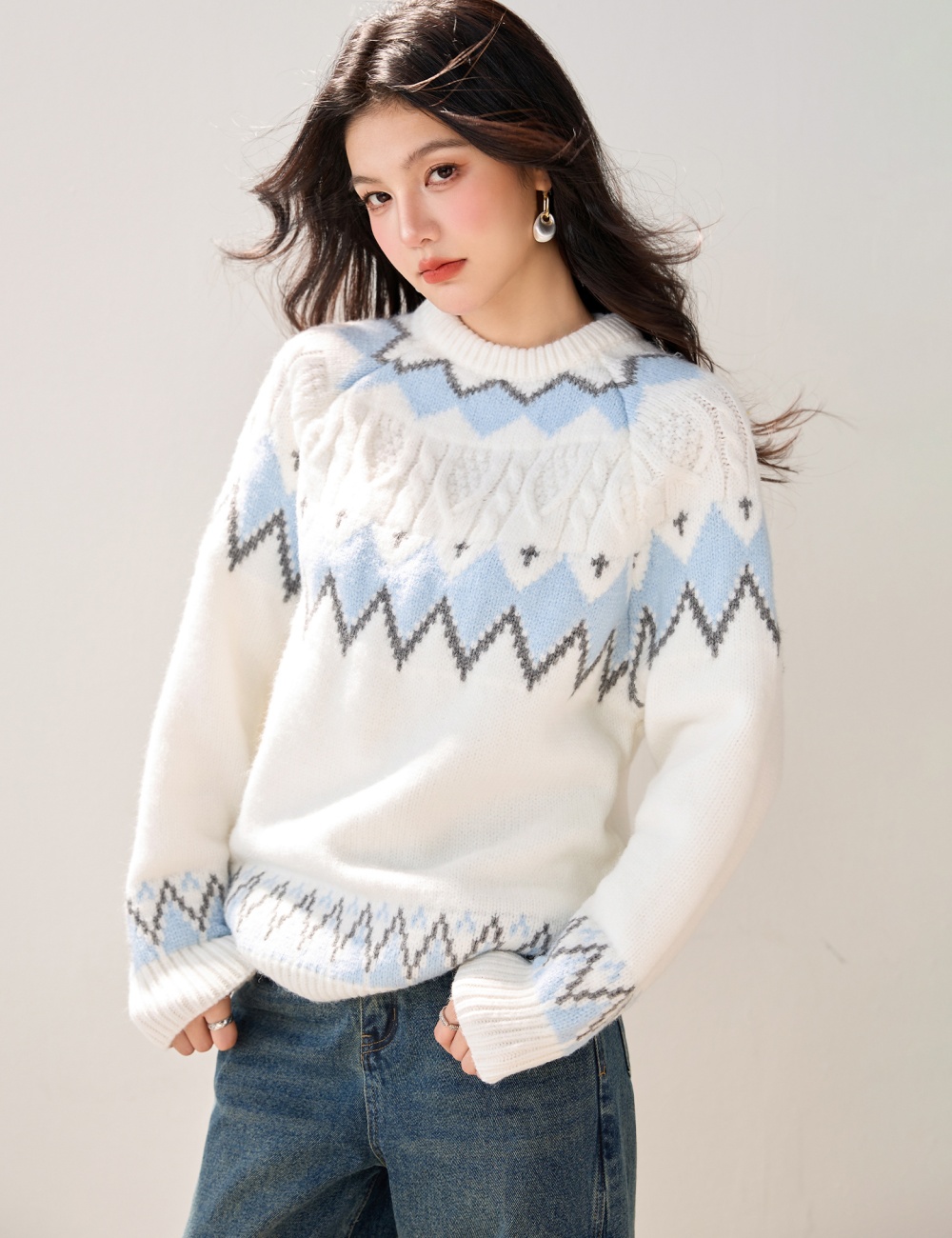 Pullover autumn and winter sweater retro thick tops for women