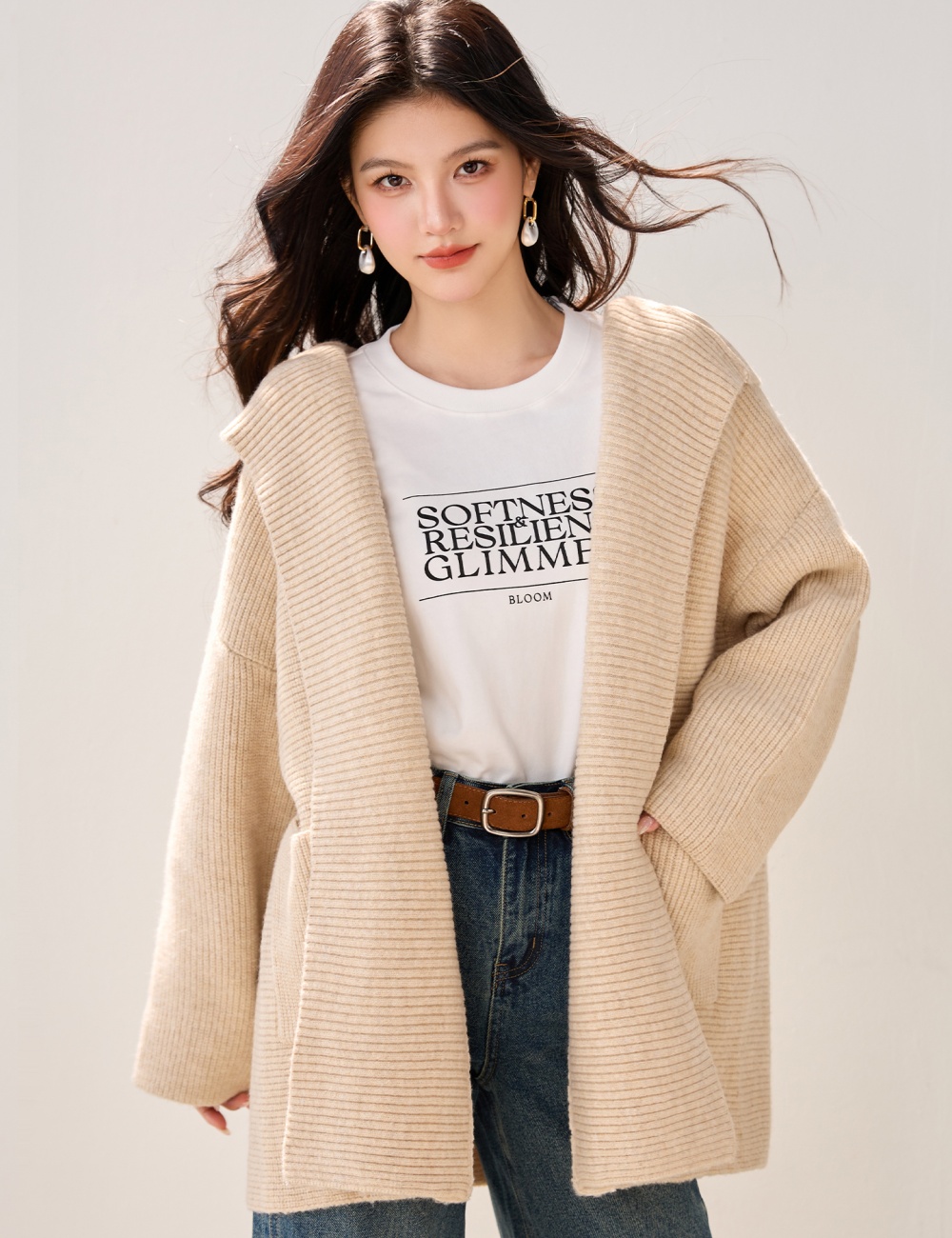 Casual temperament cardigan autumn and winter coat for women