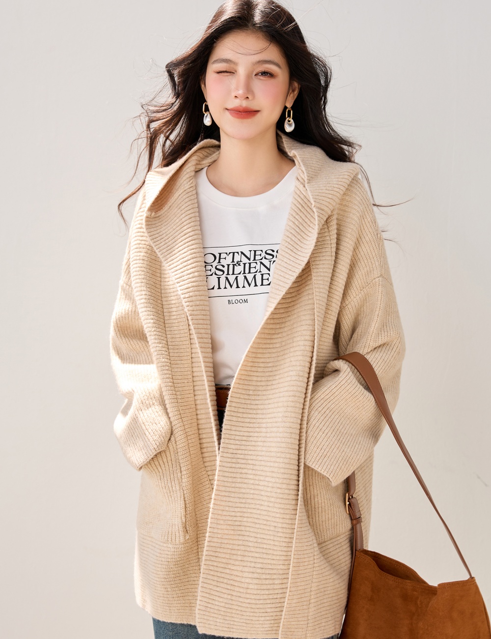 Casual temperament cardigan autumn and winter coat for women