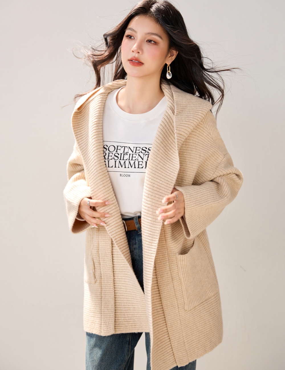 Casual temperament cardigan autumn and winter coat for women