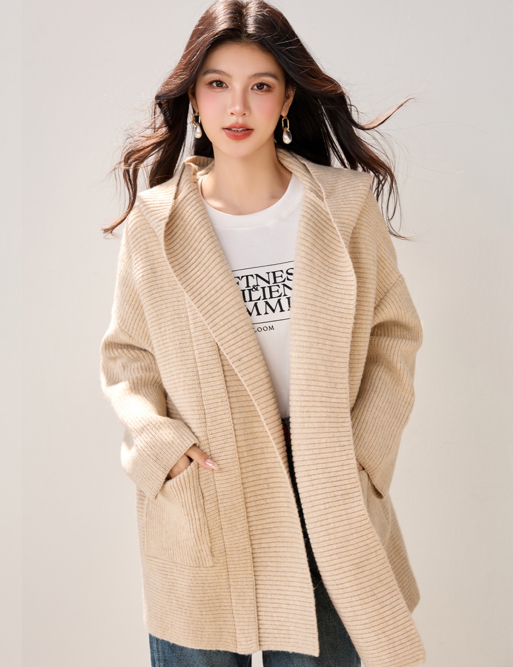 Casual temperament cardigan autumn and winter coat for women