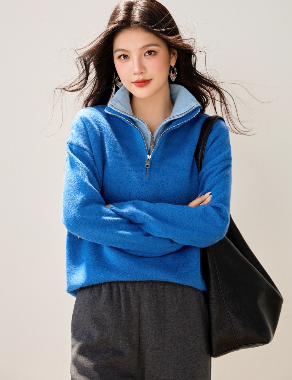 Thermal pullover half cardigans niche lazy sweater