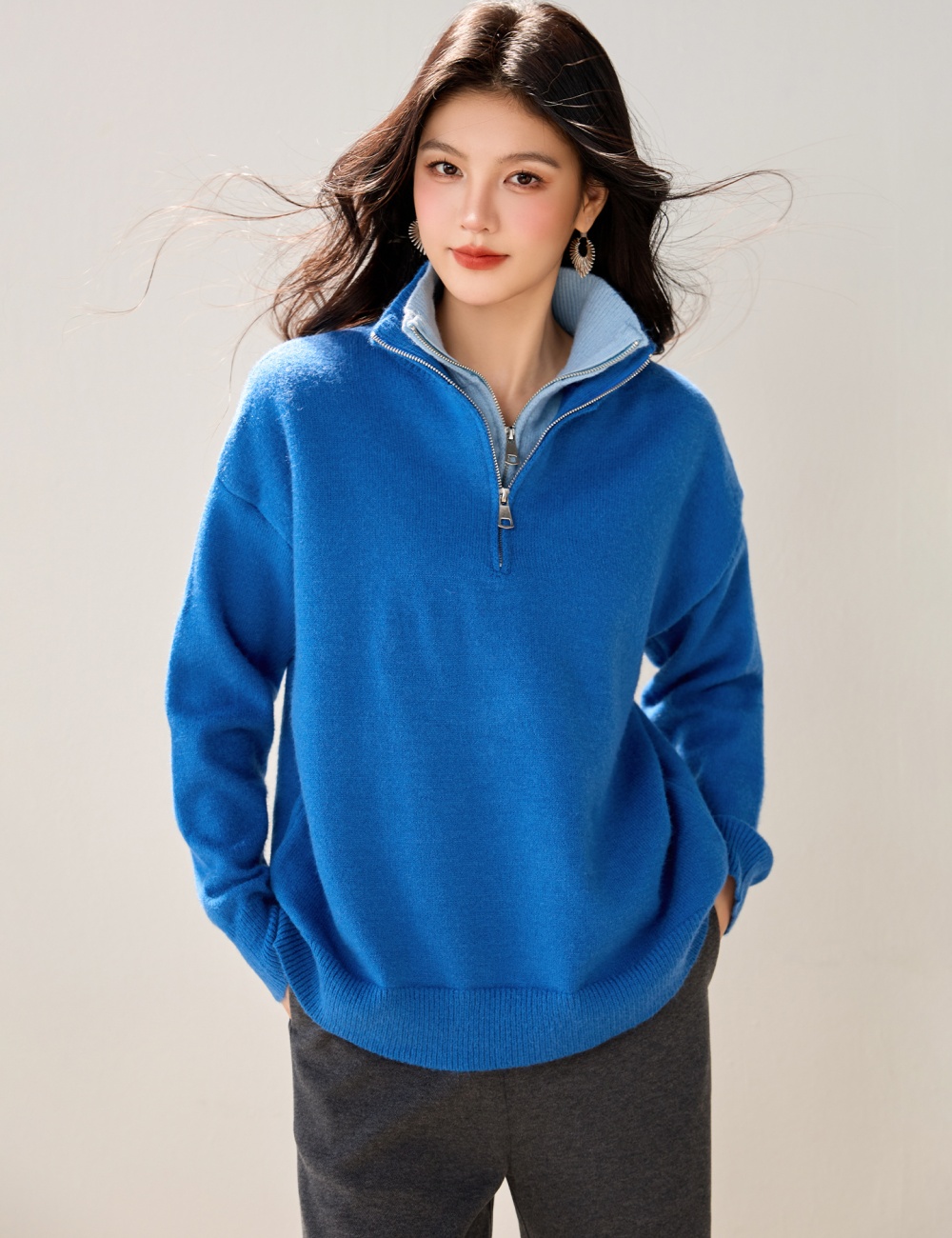 Thermal pullover half cardigans niche lazy sweater