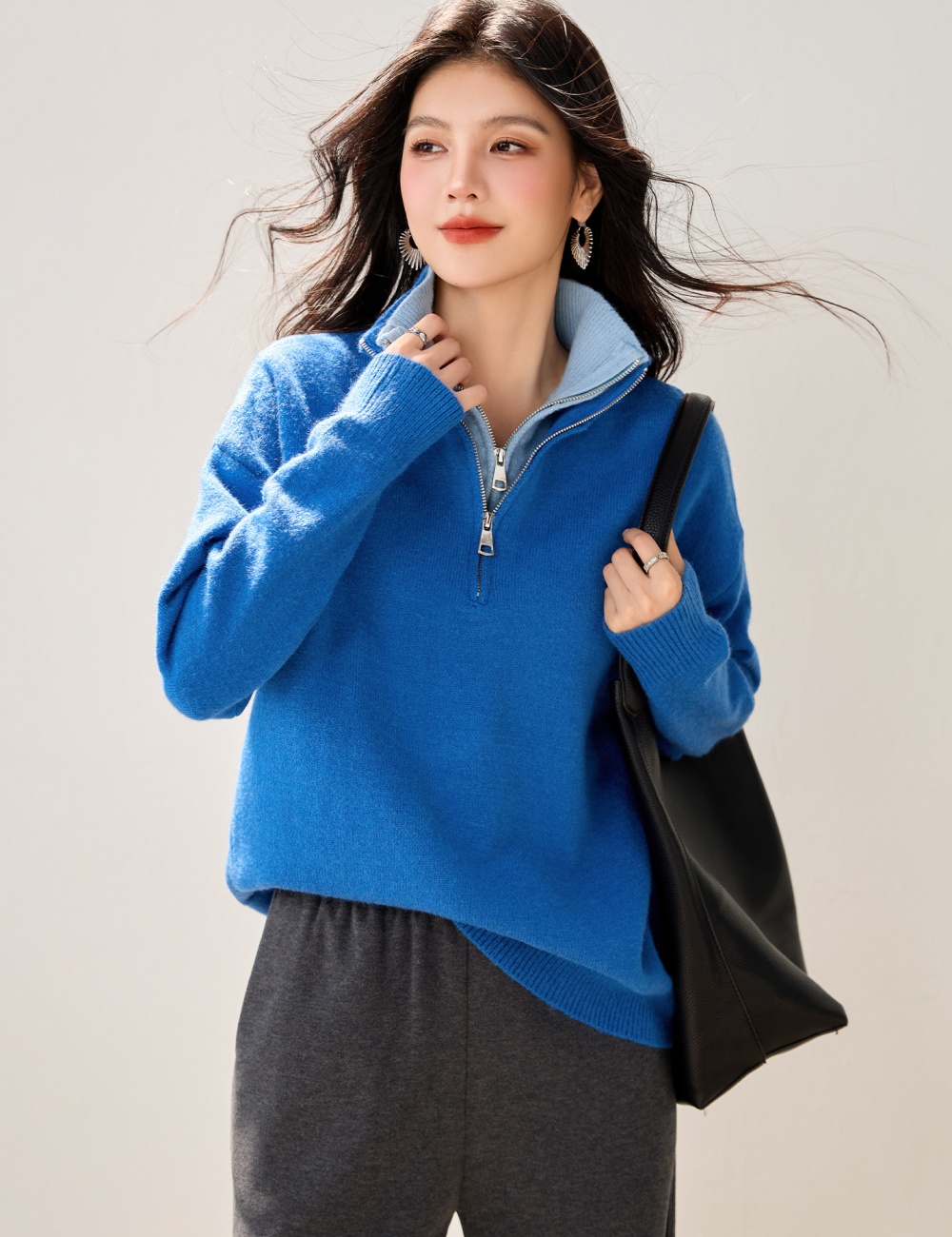 Thermal pullover half cardigans niche lazy sweater