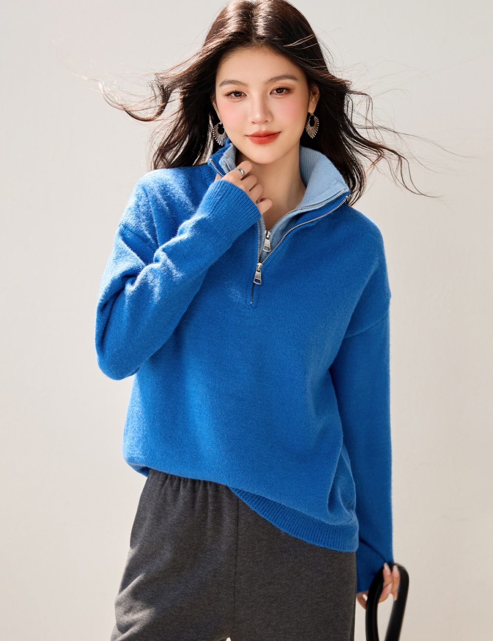 Thermal pullover half cardigans niche lazy sweater