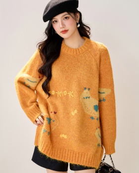 Autumn and winter orange Korean style thick lazy sweater