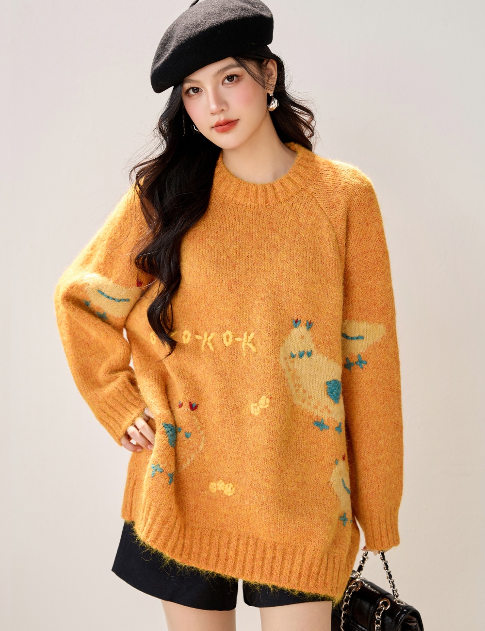 Autumn and winter orange Korean style thick lazy sweater