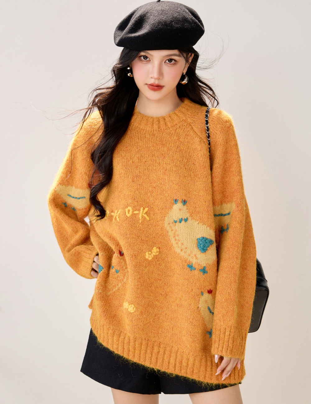 Autumn and winter orange Korean style thick lazy sweater