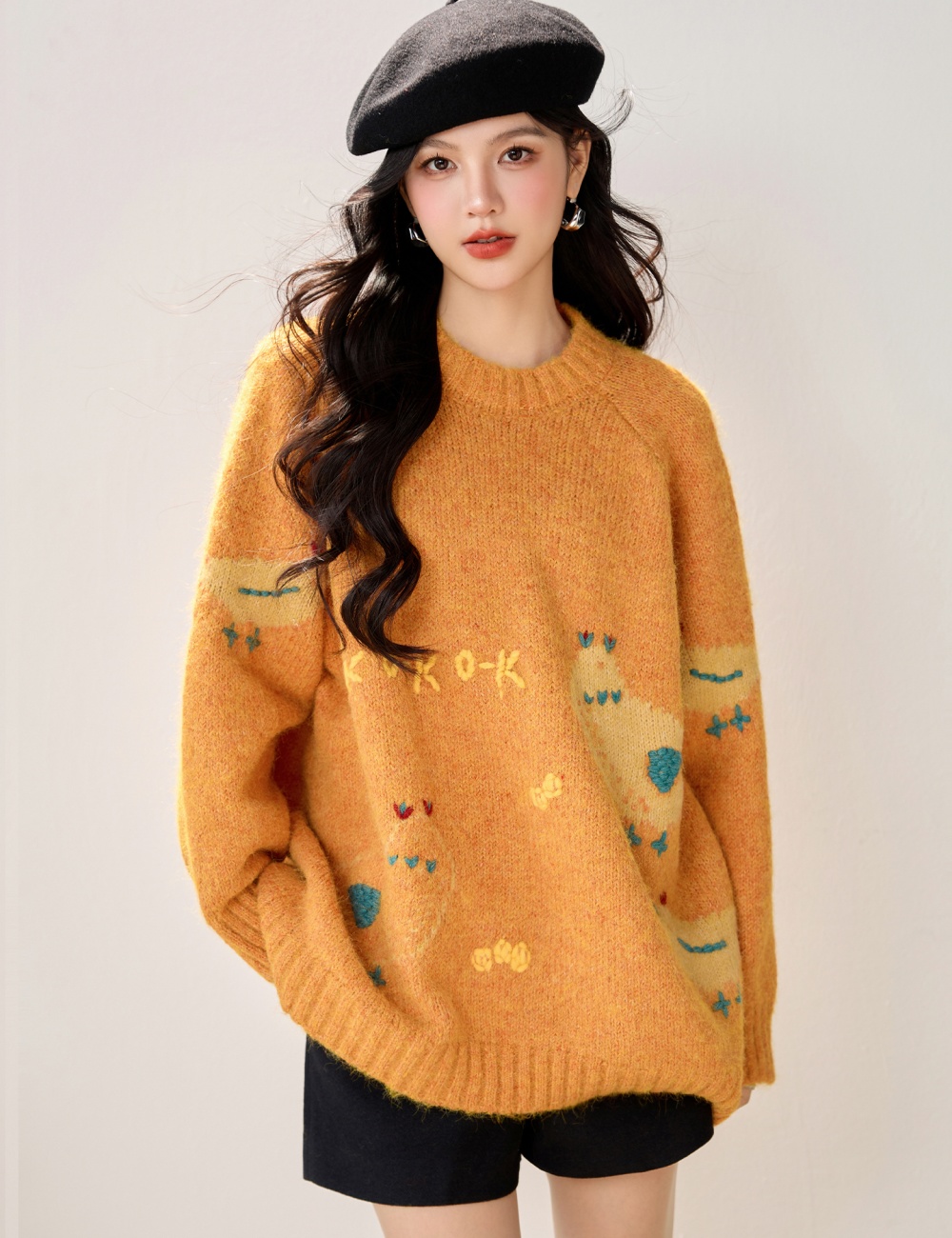 Autumn and winter orange Korean style thick lazy sweater