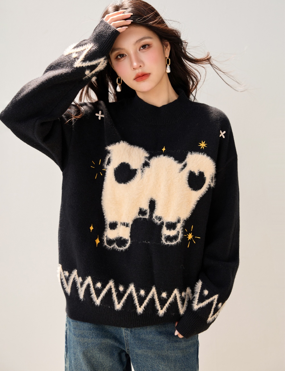 Lazy autumn and winter tops long sleeve sweater for women