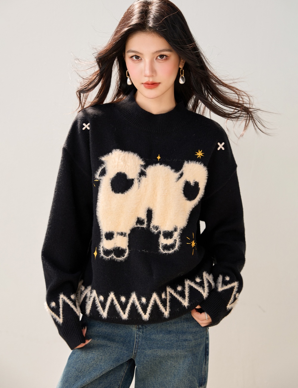 Lazy autumn and winter tops long sleeve sweater for women