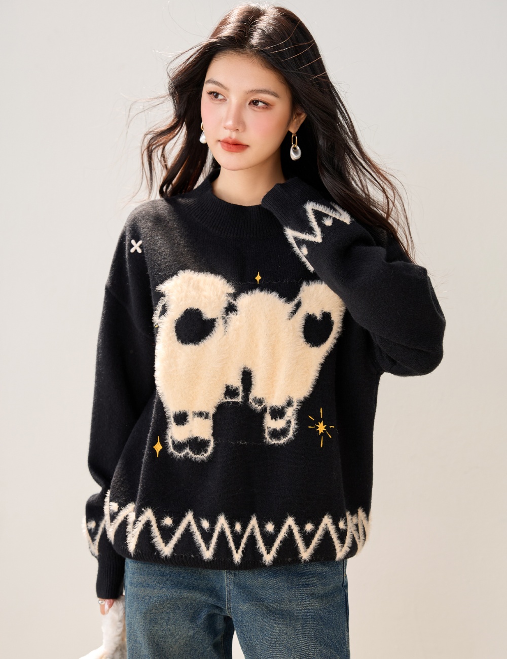 Lazy autumn and winter tops long sleeve sweater for women
