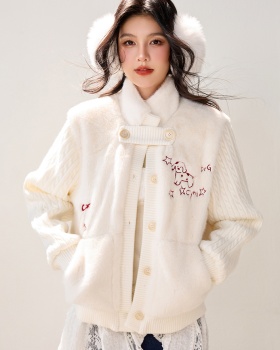 Winter thick sweater sweet knitted coat for women