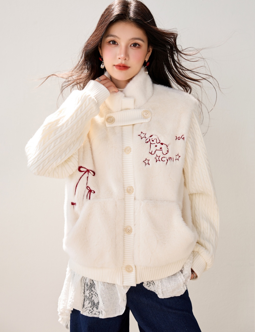 Winter thick sweater sweet knitted coat for women