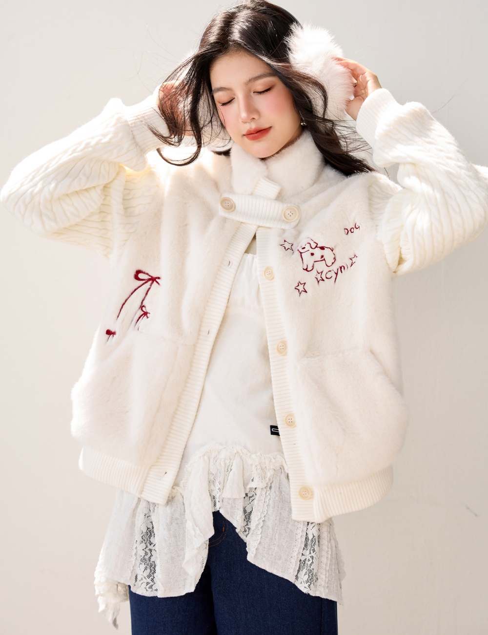 Winter thick sweater sweet knitted coat for women