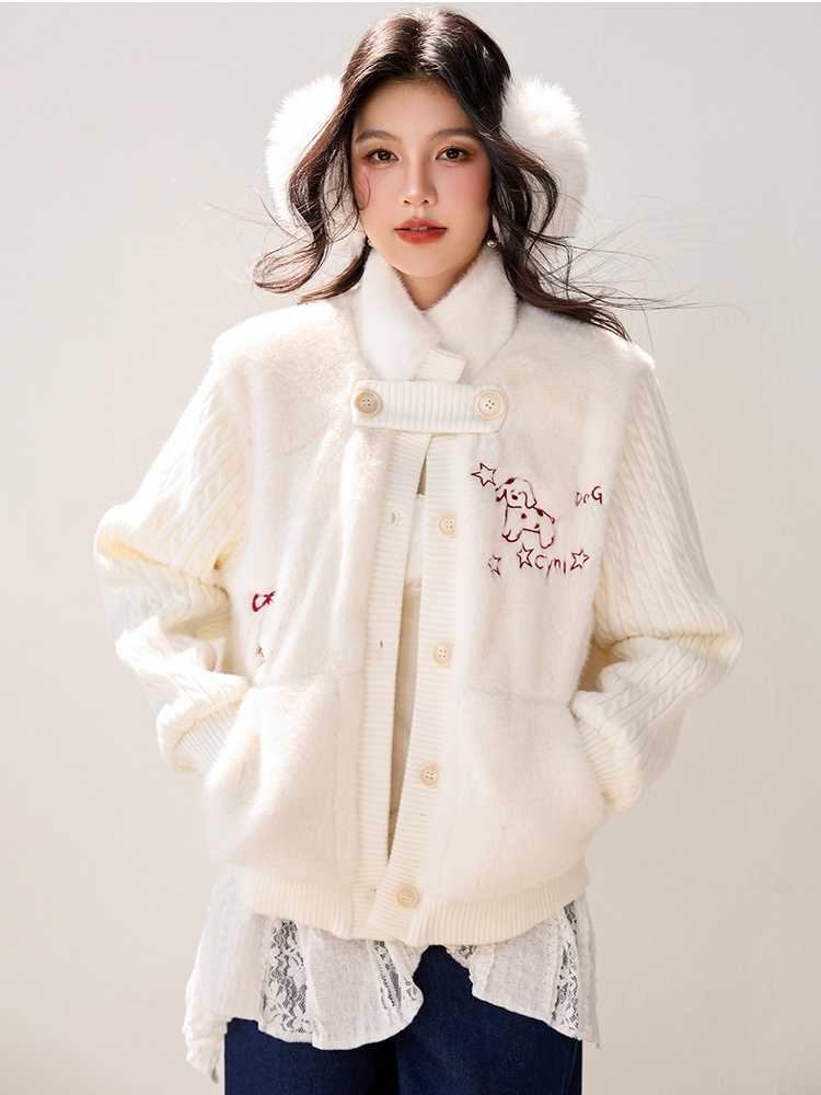 Winter thick sweater sweet knitted coat for women