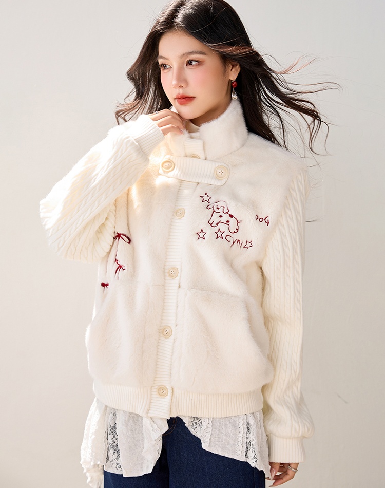 Winter thick sweater sweet knitted coat for women