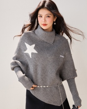 Irregular lazy tops niche gray sweater for women