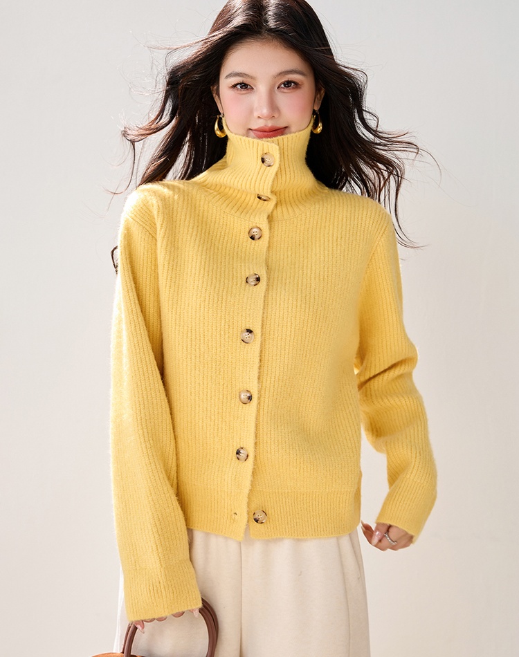 Loose high collar lapel sweater autumn and winter retro coat