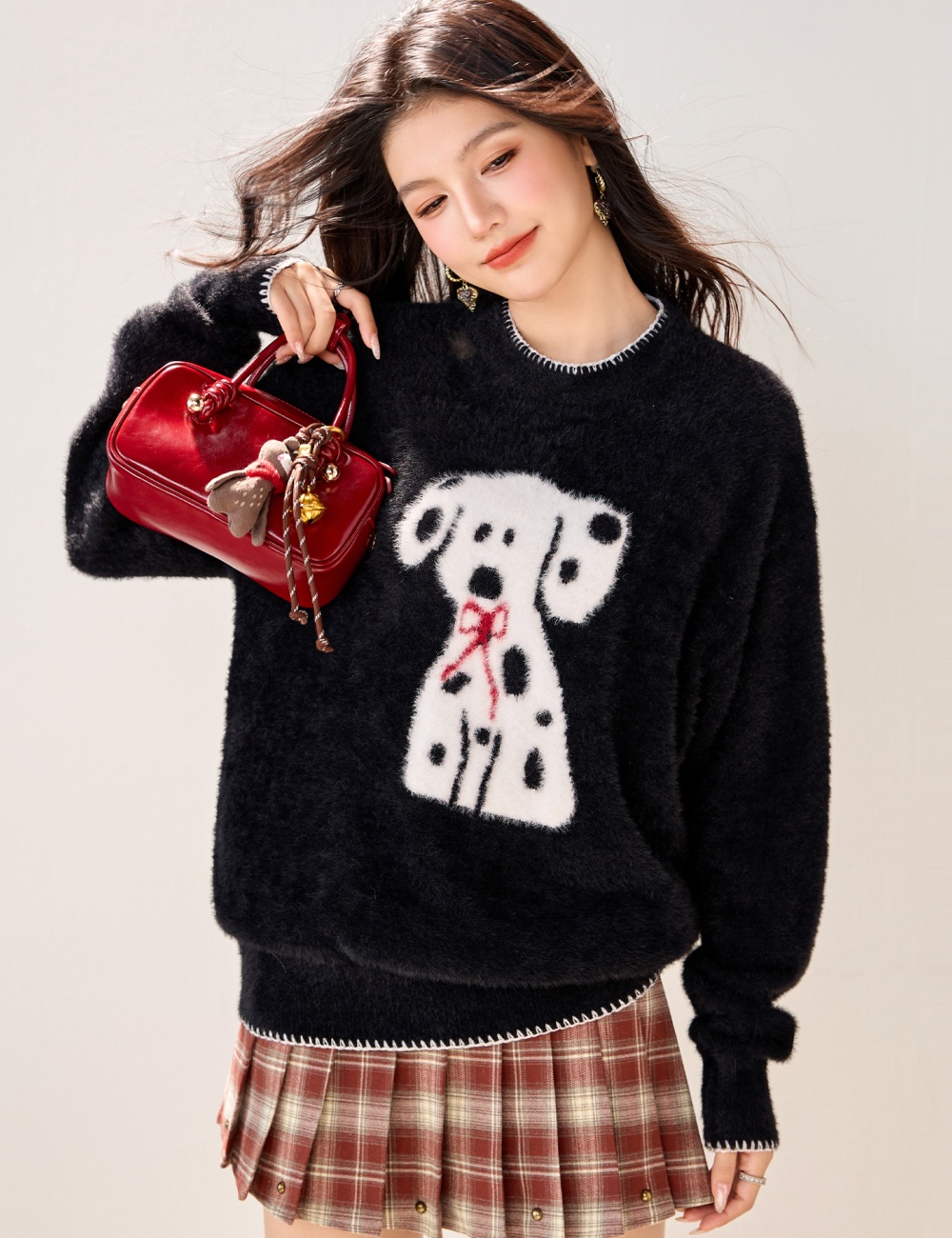 American style loose tops round neck autumn sweater for women