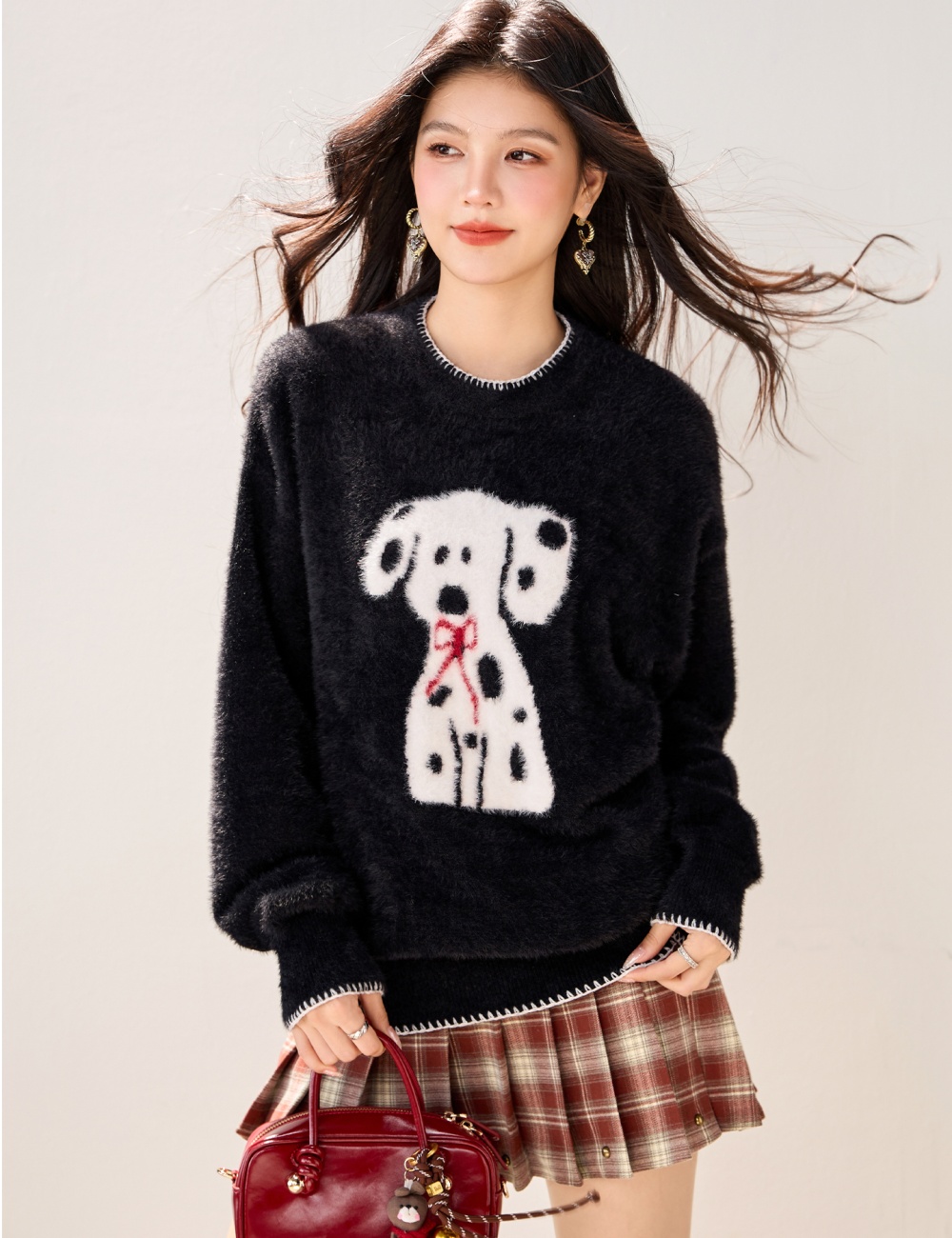 American style loose tops round neck autumn sweater for women
