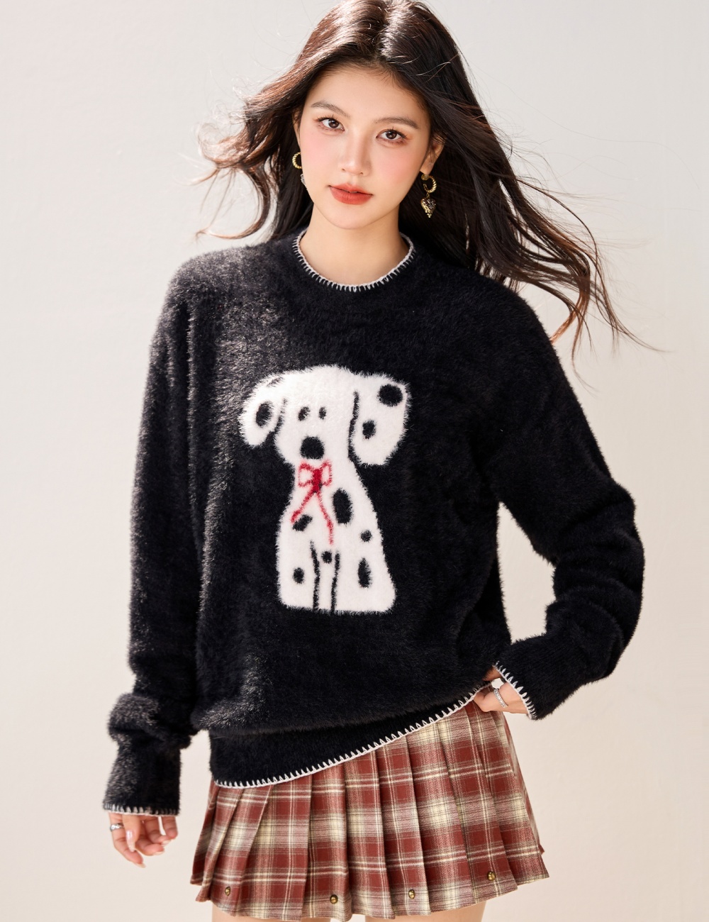 American style loose tops round neck autumn sweater for women