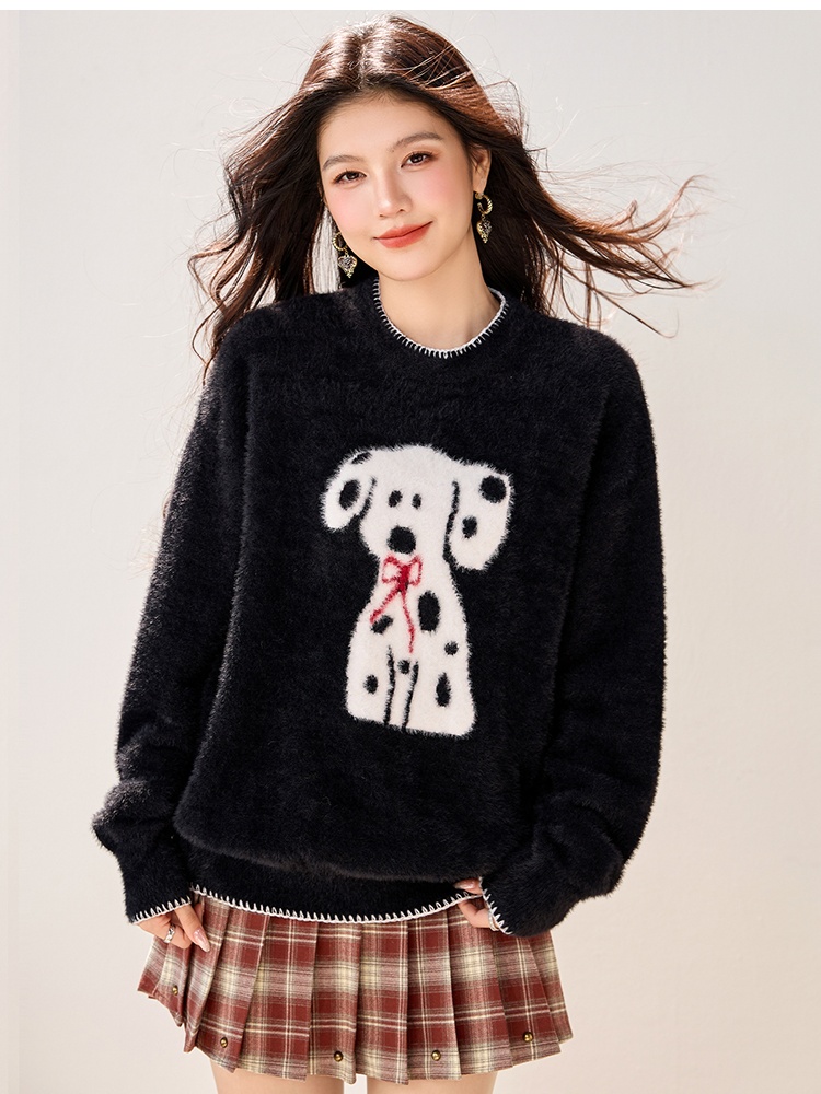 American style loose tops round neck autumn sweater for women