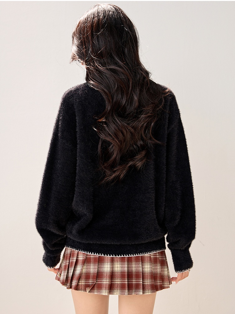 American style loose tops round neck autumn sweater for women